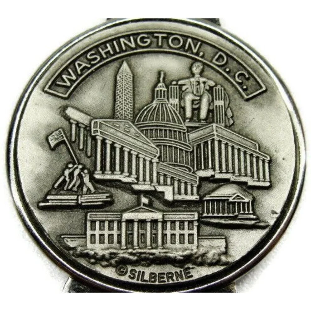 Washington DC Silberne Money Clip Vintage Pewter White House Capitol Cash Holder